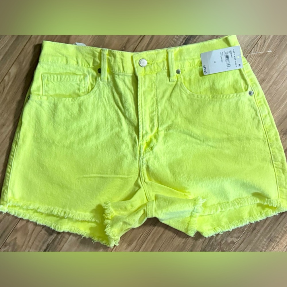 Good American yellow neon cut off shorts size 10 new nwt